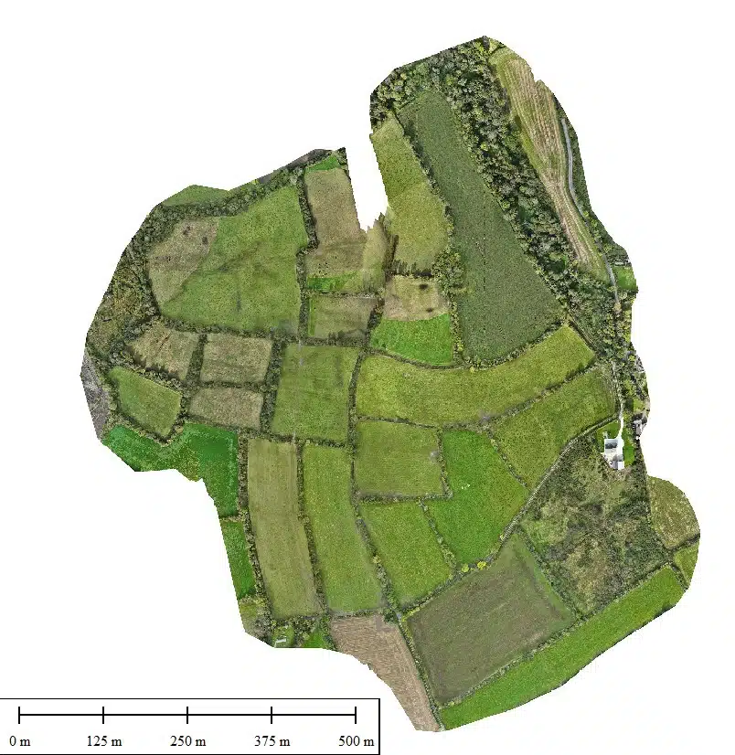 Combining Drone LiDAR and Photogrammetry Case Study 4 Drone 2D Ortho survey overview showing the solar farm site boundary in Ireland