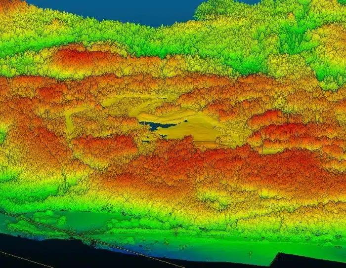 Drone LiDAR Surveying 6 Drone LiDAR of forestry in County Mayo coloured by height