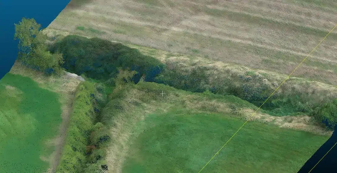 Drone LiDAR Surveying 9 River corridor and banks in a drone LiDAR point cloud