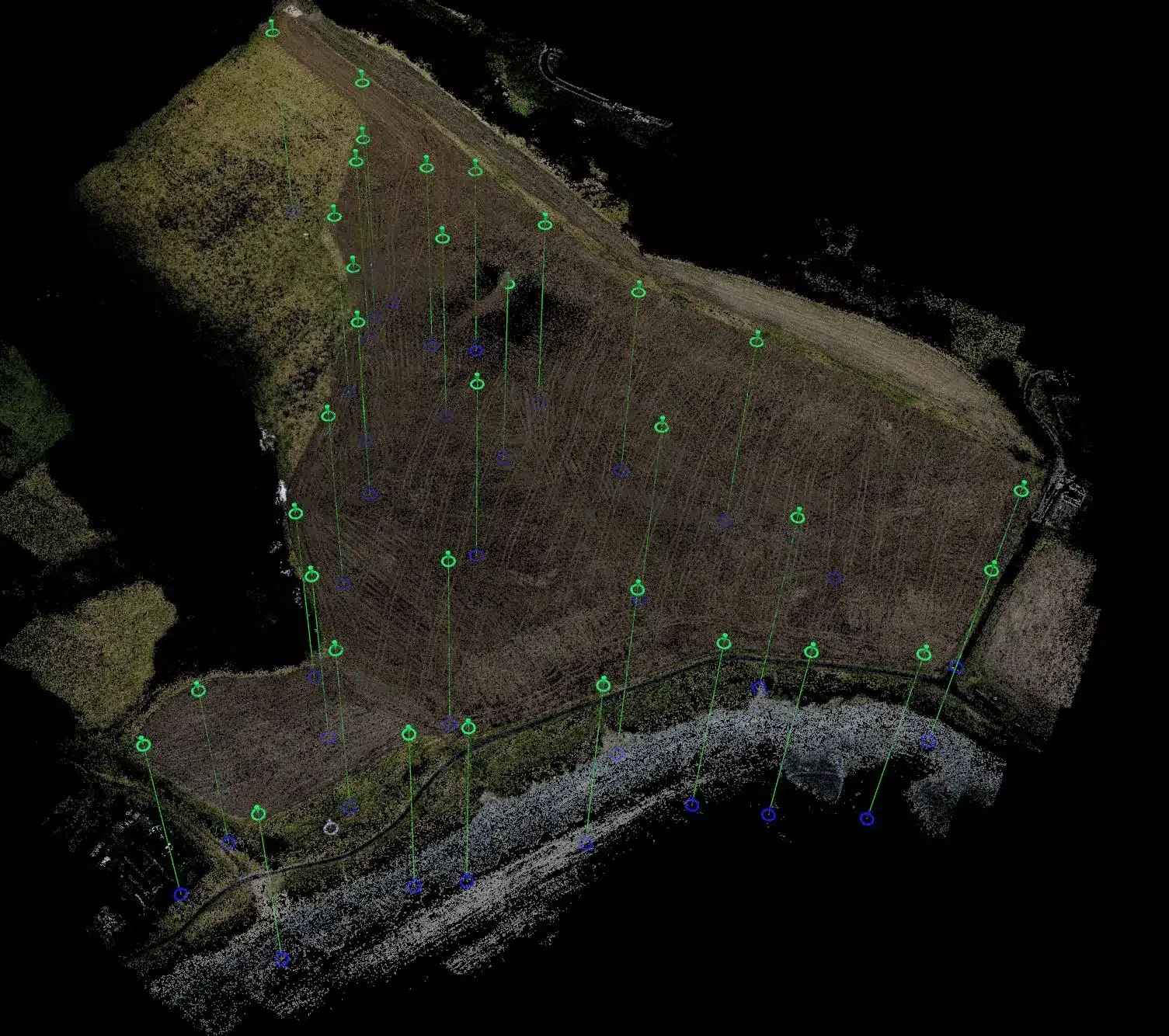 RTK vs PPK Drone Positioning: What Engineers Need to Know 3 Ground control points plotted for independent accuracy verification of RTK and PPK drone survey, Ireland