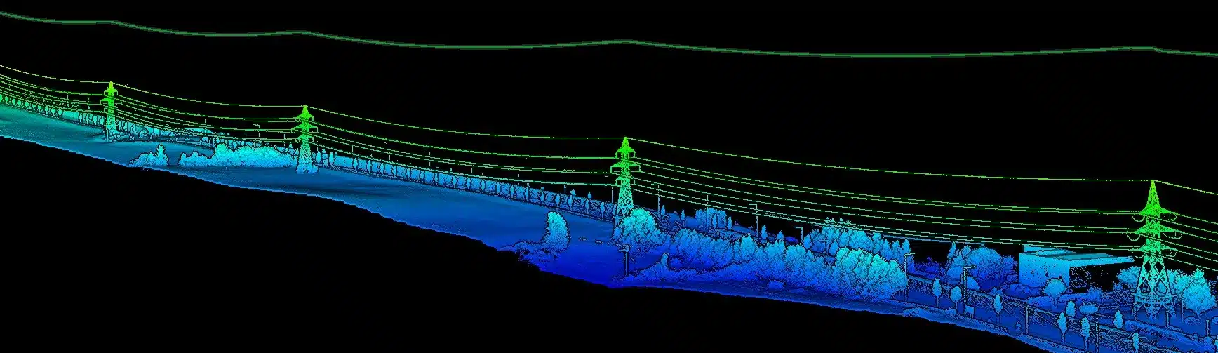 Power Line & Corridor LiDAR Surveys 1 Power line corridor in a drone LiDAR point cloud coloured by height