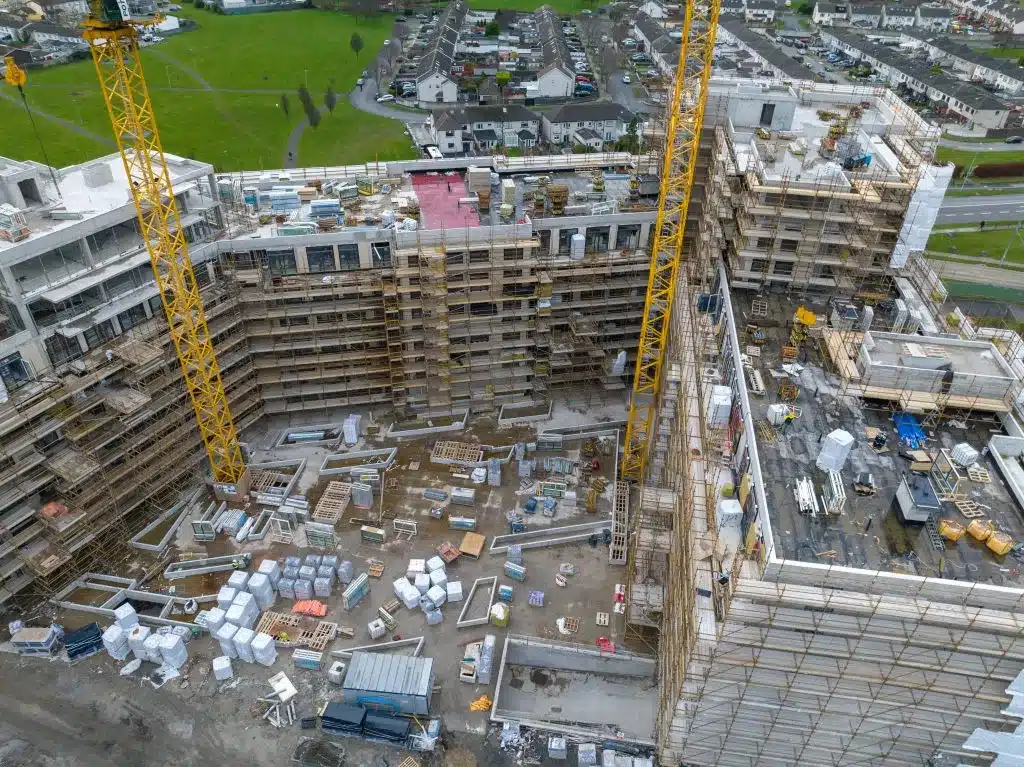 Drone Construction Monitoring 5 Drone aerial survey apartment complex tower cranes Ireland