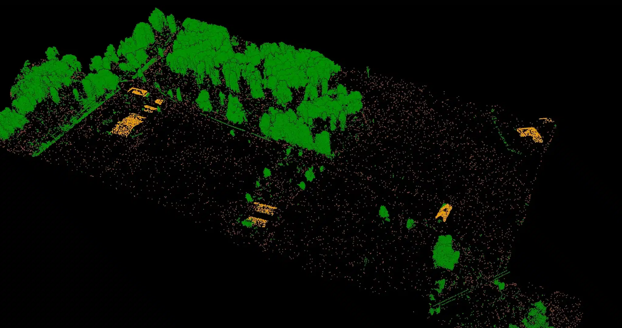 Drone LiDAR Surveying 5 Drone LiDAR classified point cloud showing ground, road and vegetation classes
